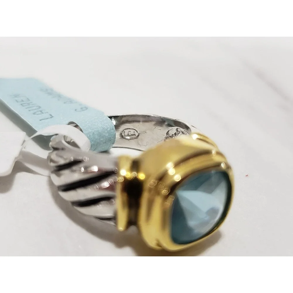SZ 5 Lauren G. Adams mixed metal blue stone two tone cocktail statement noblesse